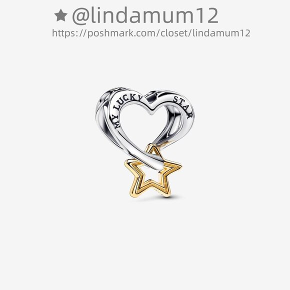 Pandora Lucky Star & Heart Charm - Picture 1 of 6